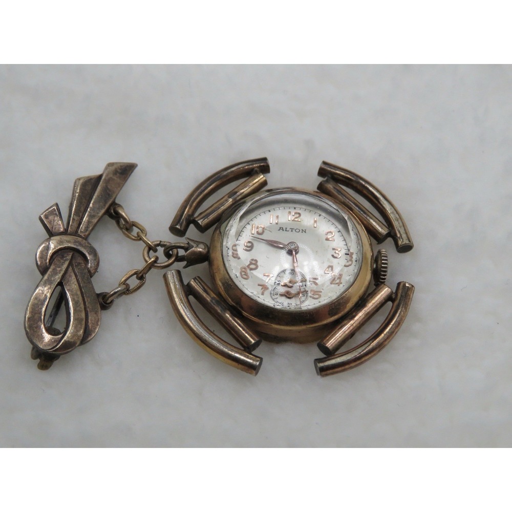 Vintage Ladies Womens ALTON Lapel Watch Wheatsheaf Swiss WORKING!